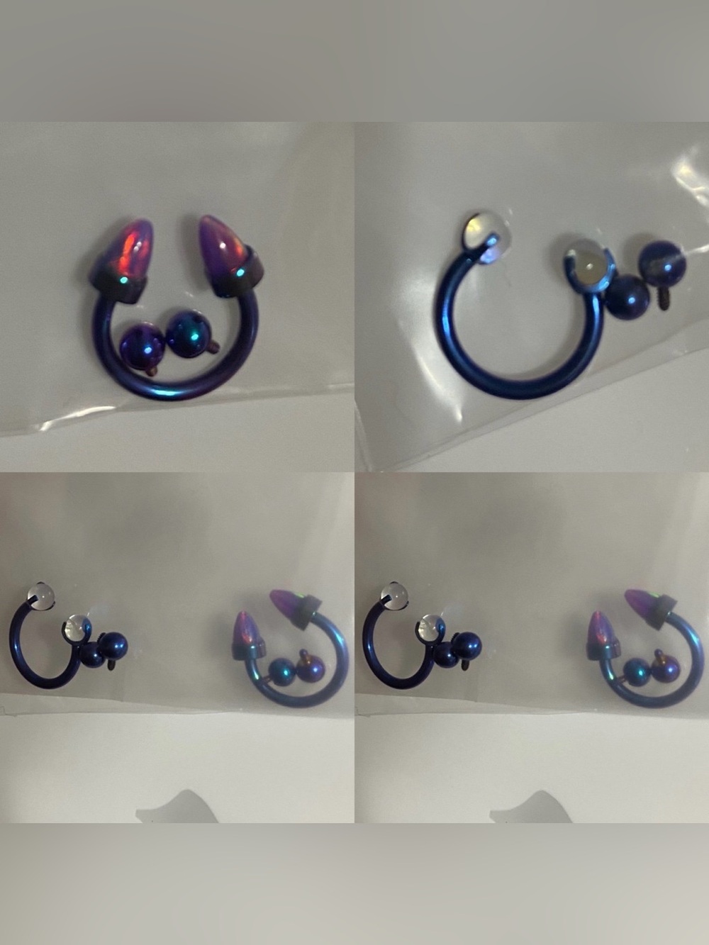 New 16g 5/16” (8mm) Internally Threaded Titanium Horseshoe with Opal Ends